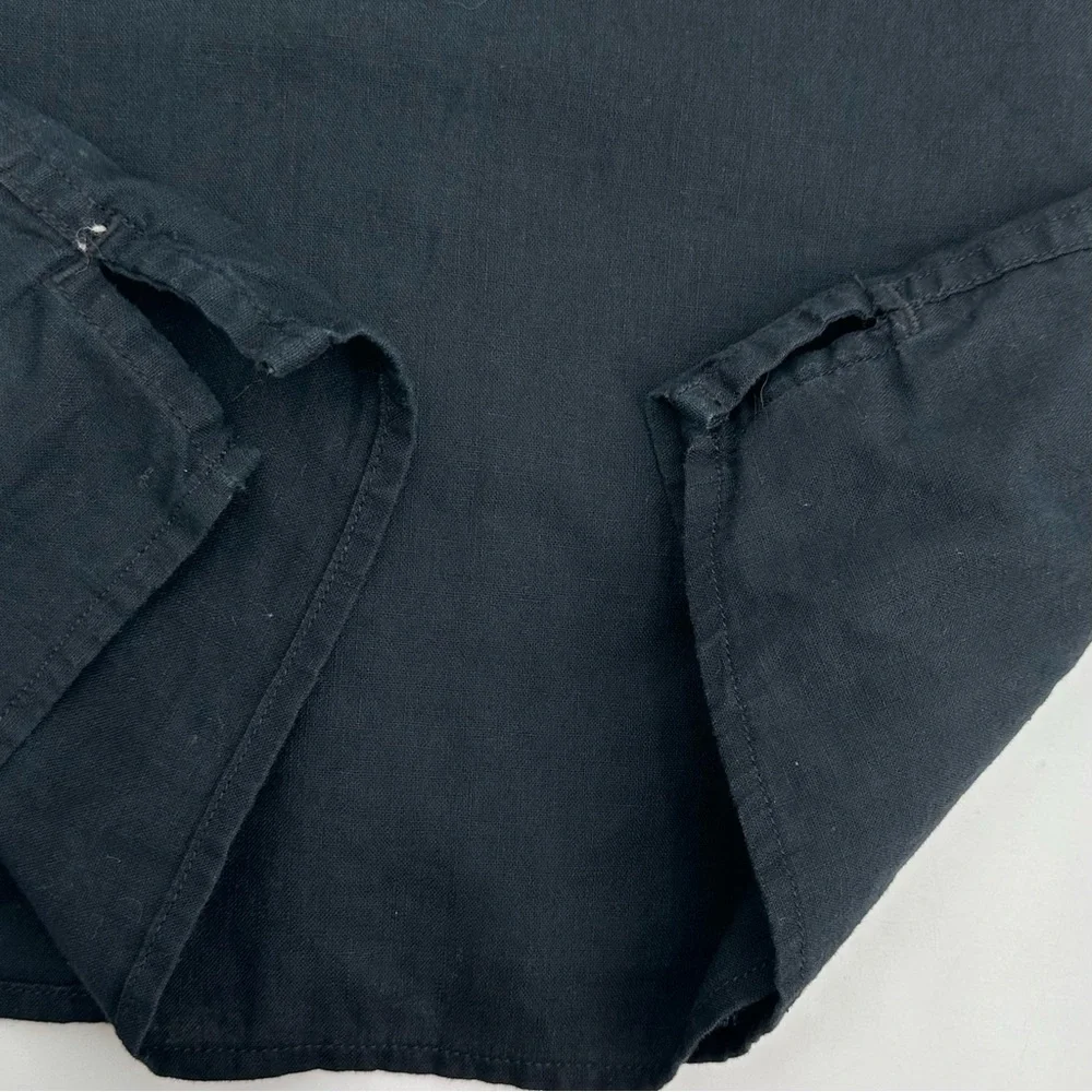 Old Navy Shirt Boys 12 XL Black Linen Blend Short Sleeves Button Front Casual